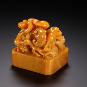 名家款 田黄石灵芝钮印章