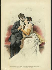 1894年彩色石印版画 情侣
