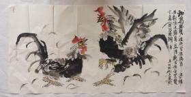 北京著名画家  侯宪玖   四尺公鸡 两幅合售  保真出售