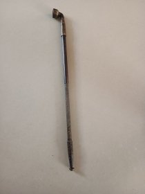 老铜烟袋杆 带龙纹图案 伸缩杆 长21.2伸长41.2 完整