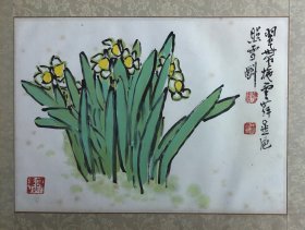 上海中国画院画师《曹简楼 赠许四海 水仙图》製作茶壶原稿 真迹保真
