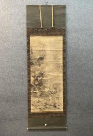 古筆雲龙图，明代，雪舟（1420～1506） Sesshū 日本画家。名等杨，又称雪舟等杨。生于备中赤浜（今冈山县总社市）。曾入相国寺为僧，可能随同寺的山水画家周文学过画。作品广泛吸收中国宋元及唐代绘画风范。后被维也纳世界和平大会通过决定公认他为世界文化名人