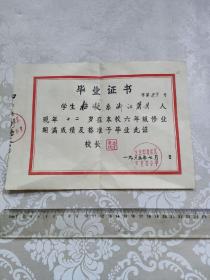 1965年北京市海淀区中关村小学毕业证书