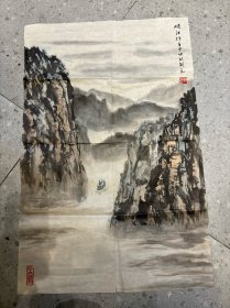 南京已故老画家刘钊国画山水  保真 约3平尺11