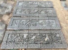 老砖雕“梅兰竹菊”一套4副，高浮雕，雕工精细，造型独特，寓意好。单尺寸160x48