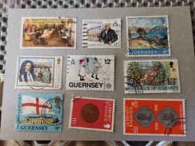 格恩济 英属根西岛 9张盖销 邮票