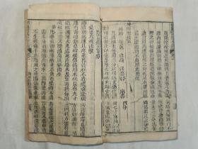 【御制医宗金鉴】（首卷卷一），乾隆七年（1742）刊行。系清太医院院判吴谦等编纂的一部大型医学丛书，其内容广泛，涉及临床各种疾病的辨证治疗；论理深人浅出，颇多圆机活法，语言简明扼要，取材切合临床实际，《四库全书总目》赞“有图、有说、有歌诀，俾学者既易考求，又便诵习”，成为清最流行的医学教科书。刻板，竹纸，白口，单鱼尾，半页九行，行二十三字，最后六页有虫蛀不影响阅读，18.4*11.8*1，七五品。