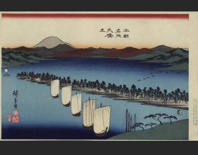 日本浮世绘手摺木版画 歌川広重本朝名所 天橋立