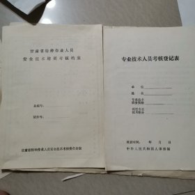 专业技术人员考核登记表1份，甘肃省特种作业人员安全技术培训考核档案1份