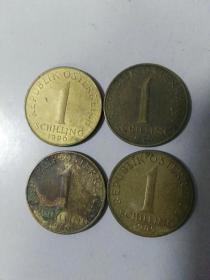 收藏品  外国钱币硬币铜币  奥地利硬币四枚  实物照片品相如图