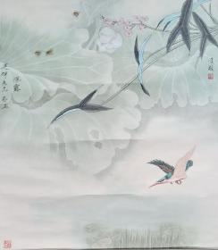 （原创保真真迹）林顺国：中国民主促进会会员，四川省美协会员，四川开明画院艺术顾问，成都市美协会员，成都开明书画院院委，成都市老年大学书画院副院长，成都双流区美协副主席，“经典汇”签约画家、原装原裱工笔花鸟画镜片