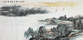 著名画家胡学武山水国画一副（二），精品，保真。胡学武，1963年生于湖北武汉。先后受教于华中科技大学，中国艺术研究院研究生院。中国美术家协会会员，中国工艺美术学会会员，湖北省国画院副院长，湖北省美术家协会理事，湖北省书法家协会会员。