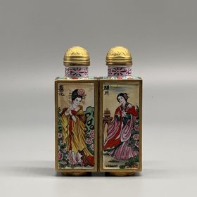 鎏金景泰蓝双胞胎鼻烟壶 尺寸如图