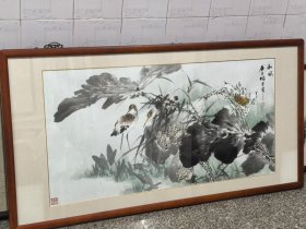 【戴元俊弟子，当代花鸟画名家杨旦老师】精品之作，原裱镜框，品相好。