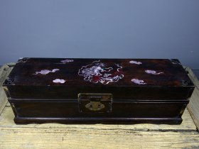 旧藏花梨木精工细作镶嵌彩贝四角包铜 事事如意 画箱 收藏送礼佳品