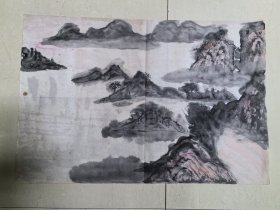 二尺无款水墨山水画原作