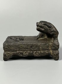 旧藏【瑞兽 青石四足砚台】全品完整，实拍如图！