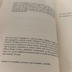 ONLY ONE YEAR Svetlana Alliluyeva【精装毛边本】