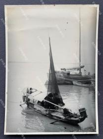 抗战时期 安庆扬子江畔的渔民船 原版老照片一枚（相纸较厚）