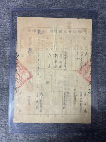 河北省人民政府 分割印契 1951年12月21日  带印章