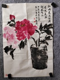 （得自画家本人，保真）任俊之老师写意牡丹，任俊之，守静斋主，1971年出生，汉族，大学本科学历，师从清华美院郭石夫，秦少甫、王奇寅等名家，擅工笔写意花鸟画。陕西省美术家协会会员，咸阳市美术家协会会员，陕西中国画专业委员会西部创作中心研究员，陕西省美协骊山女画家。作品多次入选省地市举办的大型画展。