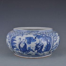 明嘉靖青花八仙洗 15×30厘米