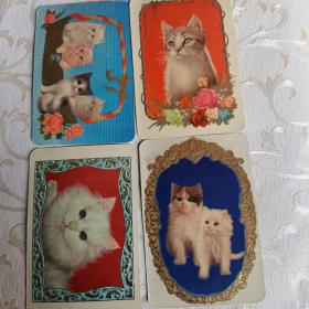 年历小卡片1978年猫   4 张，