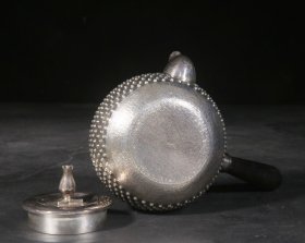 精品.旧藏.“纯银”款全手工制侧把银壶