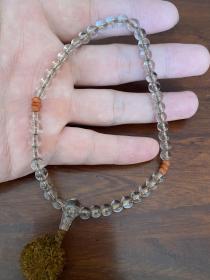 9，日本“总持寺”回流老水晶念珠手串一串，有小蜜蜡珠，男士也可以佩戴。也被叫做清心珠，拨动可以清心矣。