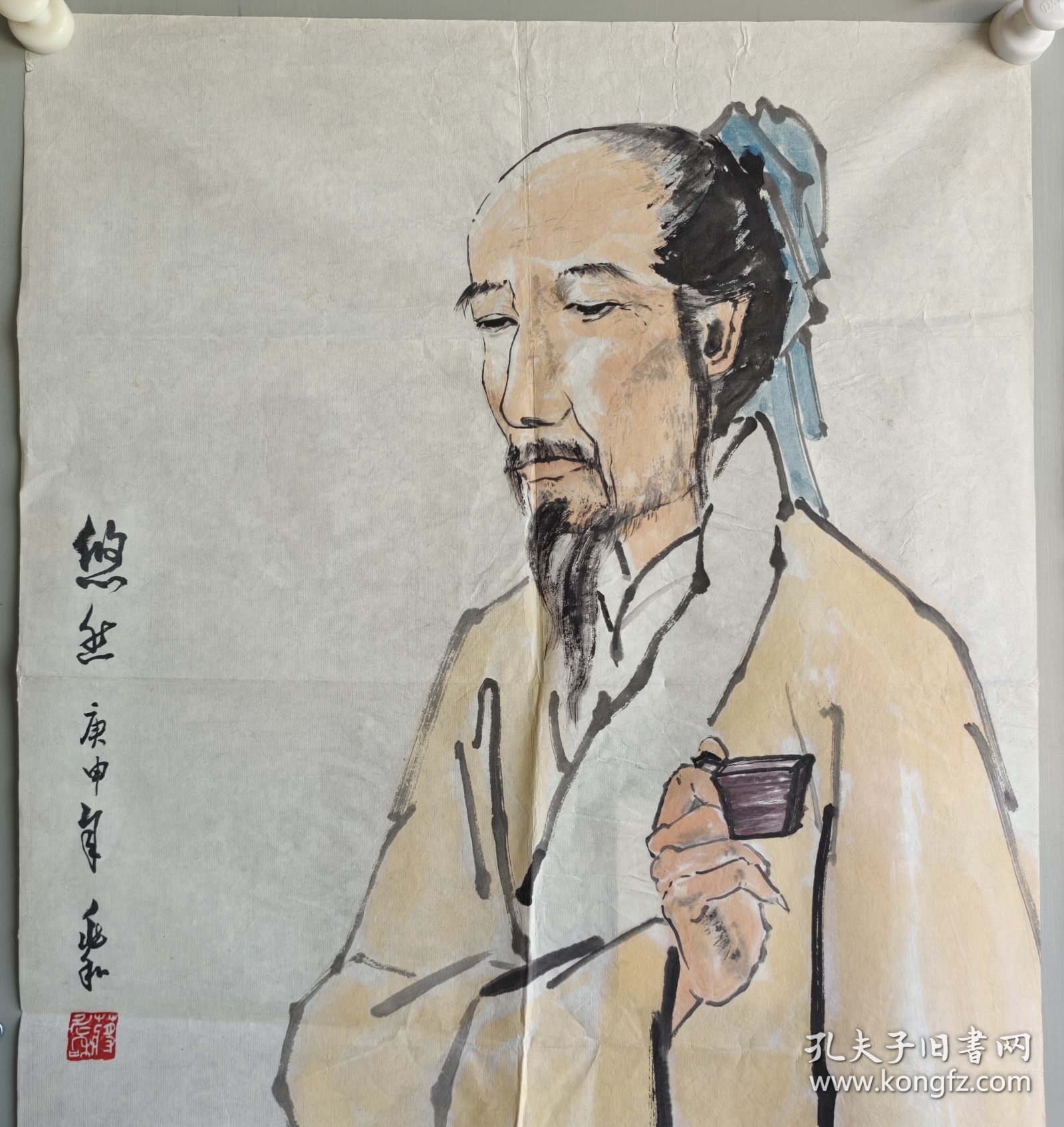 蒋兆和：软片纸张自然老旧，边缘有破裂破损，品相如图。蒋兆和（1904年5月9日—1986年4月15日[23]），四川泸州人。[22]中国画家、美术教育家。代表作有《曹操》《杜甫行吟图》等。曾当选中国美术家协会第二、三届理事、为第四届顾问。