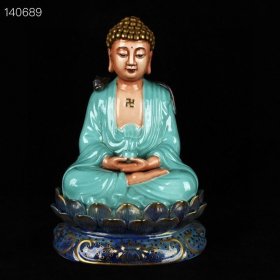 清乾隆松石绿秞鎏金佛，