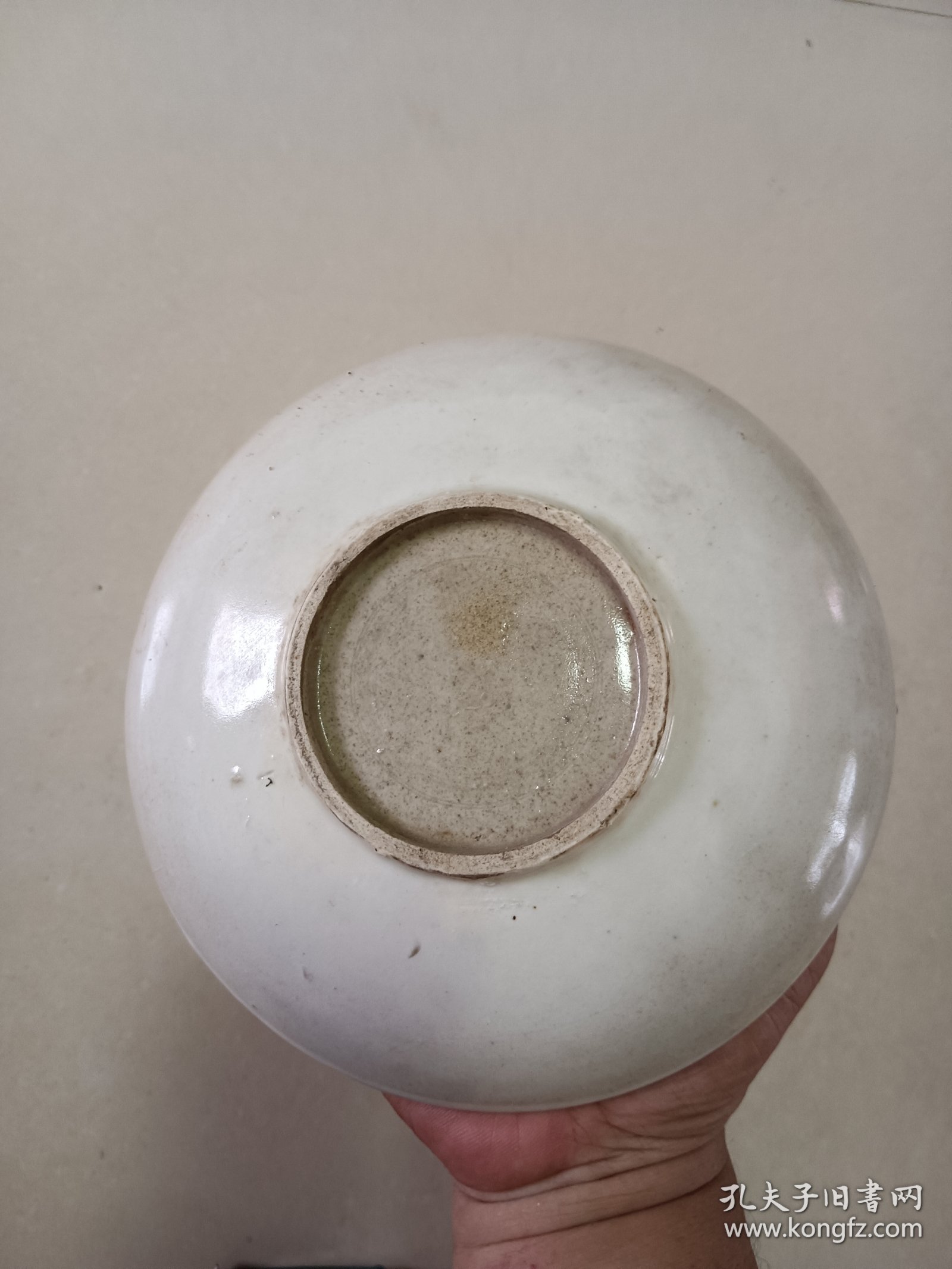 手绘青花丰产 老盘子 口沿残磕底窑粘 直径16.5