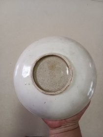手绘青花丰产 老盘子 口沿残磕底窑粘 直径16.5