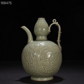 五代耀州窑剔缠枝凤纹葫芦执壶 26*17厘米