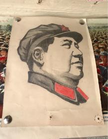 手绘毛主席头像素描