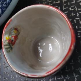 日本瓷器 螃蟹杯 内外四只螃蟹