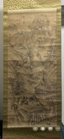 晚清山水画【蜀道图】～八尺绢本。原装原裱。
