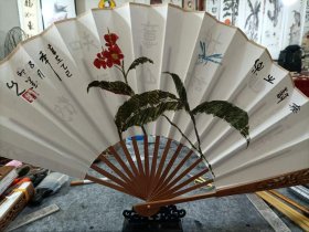 折扇花鸟作品