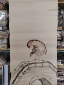 （7）回流老画，老艺术画，纸本，手绘画落款印章，尺寸130cmX31.5cm