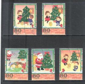 日本信销邮票-问候祝贺G52 2011年 冬季的问候 圣诞节 5全