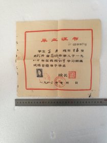 1980年毕业证书 （有污渍撕口）