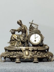 典藏收藏级欧洲回流进口机芯铜胎钟摆件 高33厘米，宽41厘米，可以正常使用