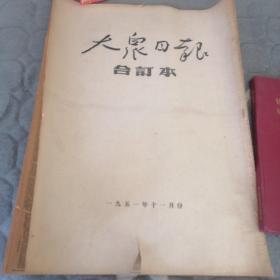 大众日报 合订本（1951年11月份）前后皮及各别页有破损。有一页剪了一块，还有一页底边剪了一条，有一页勾线。边角破损和撕口。部分页各别处有黄斑。卷筒邮寄