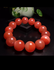 特价！卖家保真，这条柿子红颜色非常艳，一物一图！天然南红手串！！实物！直径17mm