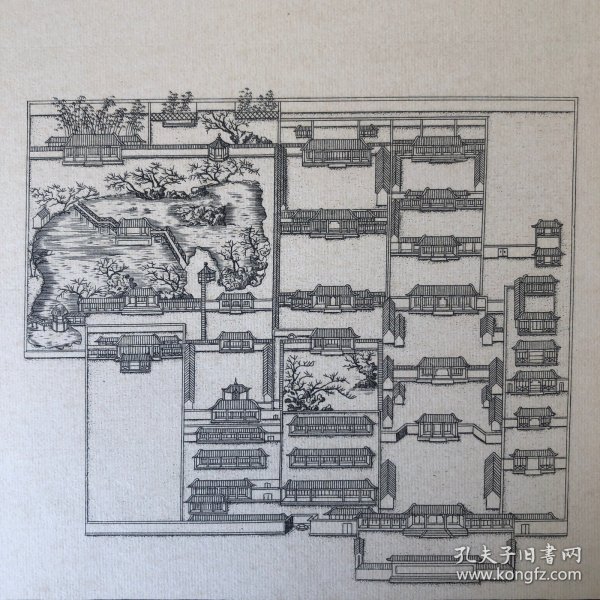 18世纪古典景观园林版画。尺寸：50x30厘米。法国出版。3