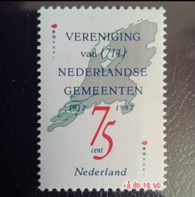 外国 荷兰邮票1987年 荷兰自治市联盟75周年纪念邮票 简约 地图 新 1全