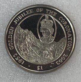 2003年英属维尔京群岛女王加冕50年 克朗型铜镍38mm