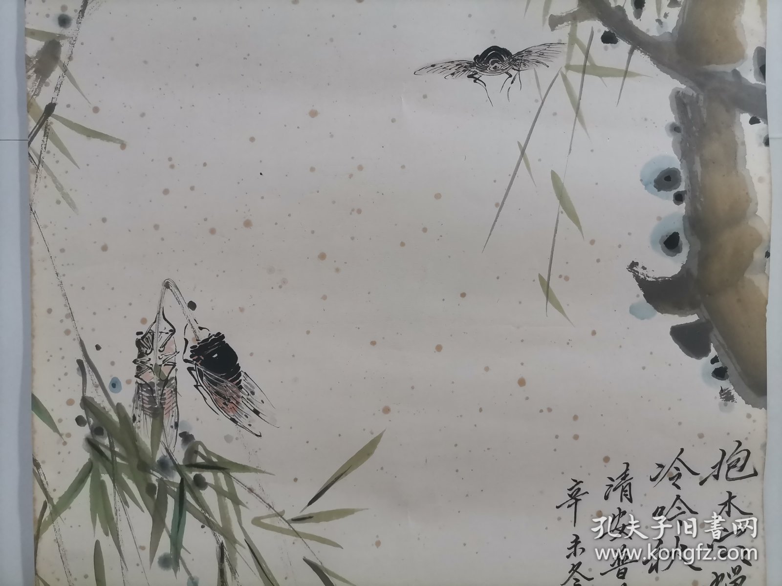 江苹 四川著名书画家江梵众之子 师从张大千 以画蝉出名 人称江蝉子 精品花鸟画软件 画心尺寸68*41厘米