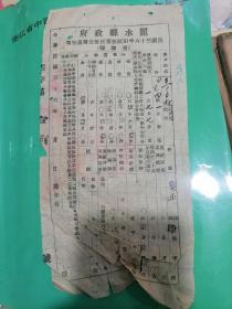 丽水县政府  民国三十六年田赋征实折征法通知单。