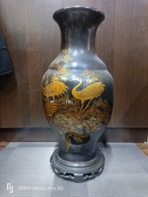 松鹤延年漆器大花瓶